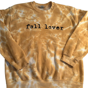 Fall Lover Tie-Dye Sweatshirt Women’s Medium Yellow White Gildan